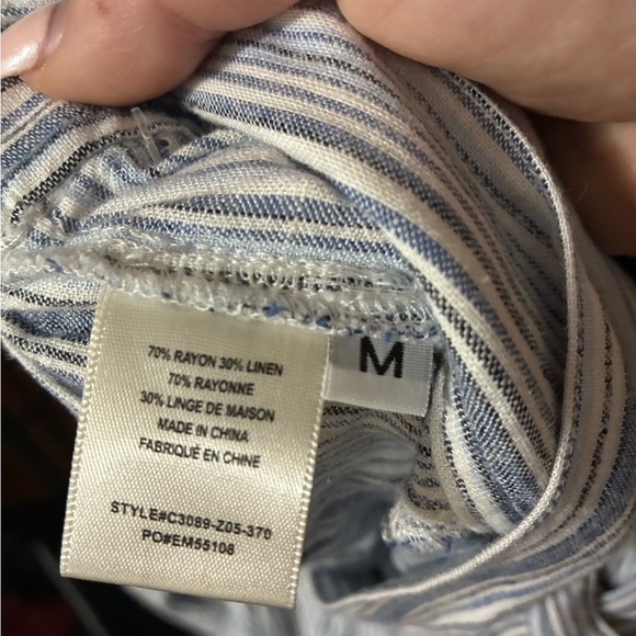 Cloth & Stone Size M Striped Linen Blend Tie Waist Wide Leg Pants - Picture 6 of 6